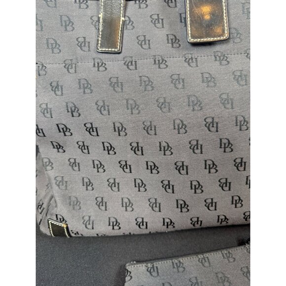 Dooney & Bourke Signature Monogram Canvas Leather Tote w/ Coin Purse Gray Black - Picture 4 of 10